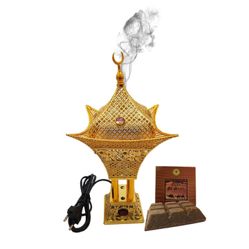 Electrical Bakhoor Burner & 50g Fragrance Paste - Golden